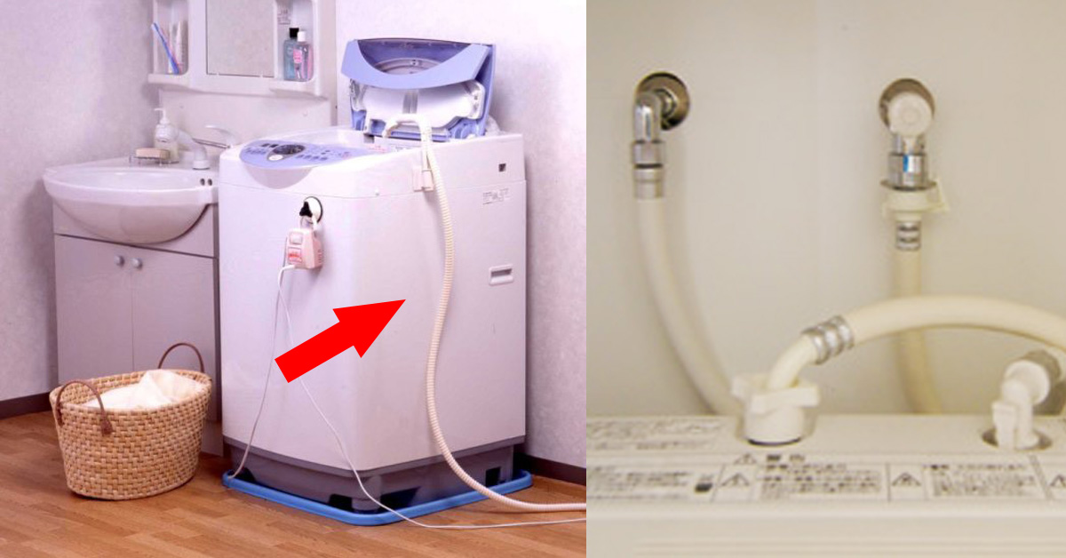 吸盤フックが活躍 ジャマくさい洗濯機の給水ホースの解決策 清々しい暮らしの道具